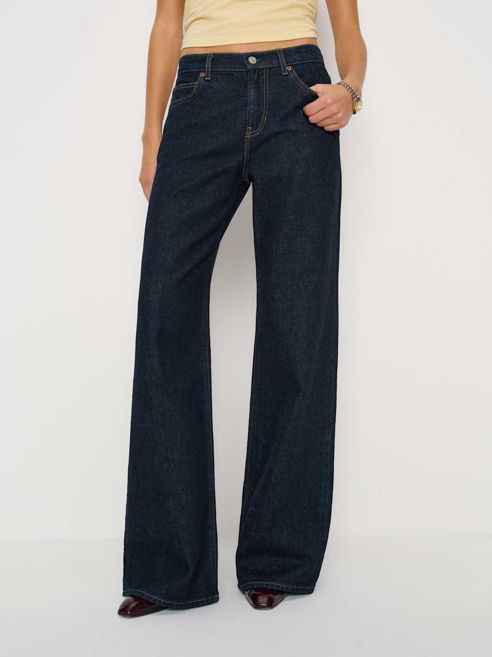 Reformation Cary low rise slouchy wide leg jeans